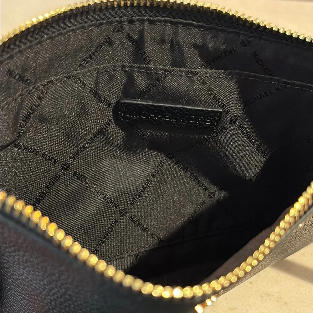 Michael Kors Black Leather Wristlet Bag